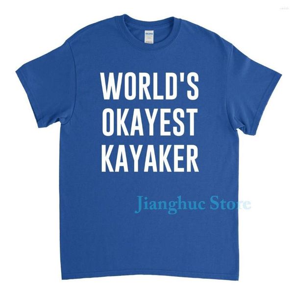 Herren T-Shirts Kayaker Shirt Worlds Okayest Kayaking Geschenk Baumwolle Casual Herren Damen T-Shirts