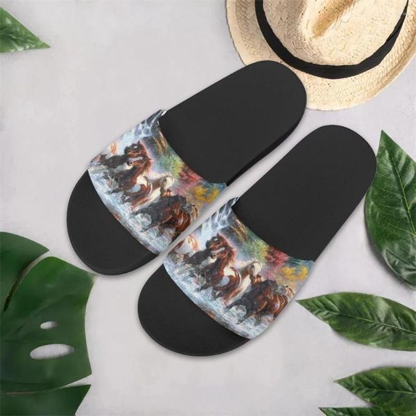 Hausschuhe INSTANTARTS Vintage Pferd Laufen Malerei Druck Frauen Slipper Outdoor Strand Rutschfeste Frau Männer Sommer Badezimmer Sandalen