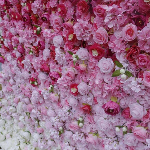 Dekorative Blumen TONGFENG Künstliche Rose mit Farbverlauf für Hochzeit, Bühnenhintergrund, Party, Heimdekoration, Blume, 3D-Roll-Up-Wandimitat