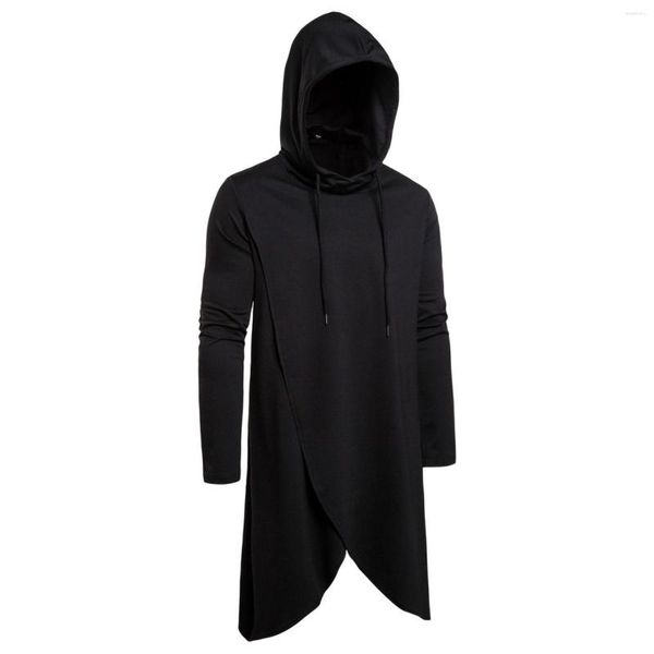 Erkek Hoodies Mens Tunik Sweatshirts Kişilik Renk Koyu Uzun Katı Sweater Kapşonlu Stil Köşe Günlük Kısa Kollu