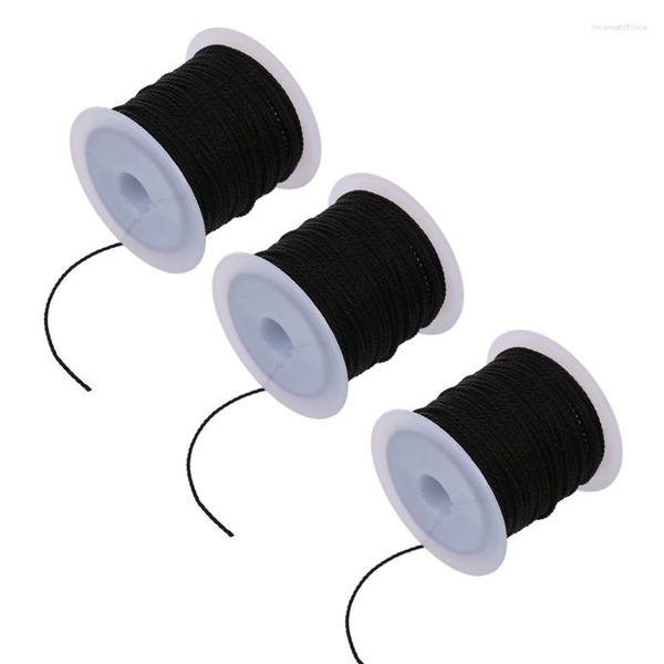 Colares de pingente 3x rolo preto encerado algodão colar contas cordão corda 1mm