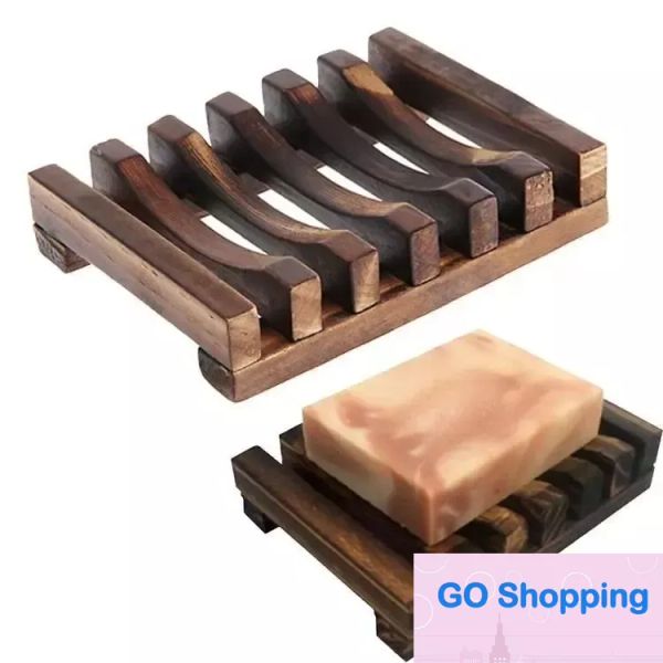 Estoque de madeira natural bambu saboneteira bandeja titular armazenamento sabão rack caixa recipiente para banho chuveiro placa banheiro simples