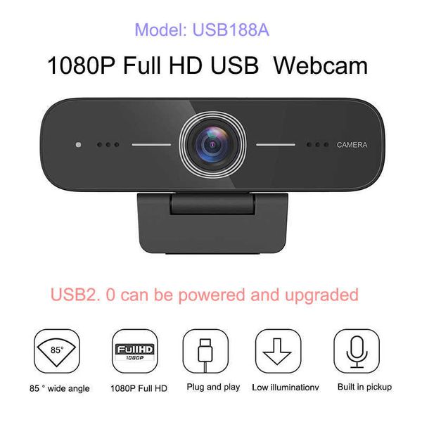 Schwarze Full HD 1080P Webcam mit Mikrofon und Lautsprecher USB-Videokonferenzkamera für Mac PC Laptop Desktop HKD230825 HKD230828 HKD230828