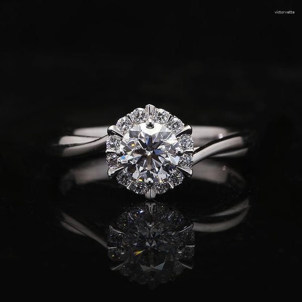 Cluster Ringen Center 0.583ct HPH CVD Lab Grown Diamond Ring voor vrouwen Engagement Wedding Hoge kwaliteit Jwewlry