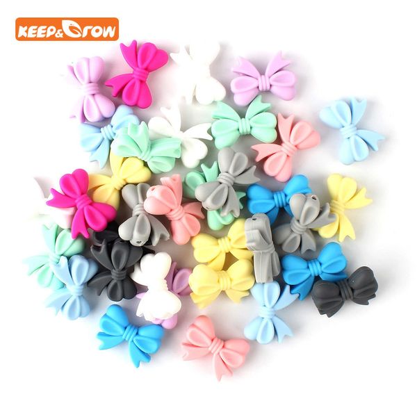 Mordedores Brinquedos 10 Pcs Bowknot Silicon Beads BPA Free Bow Tie Bebê Dentição Bead para DIY Jóias Fazendo Mastigável Bebê Dentição Molar Presente de Enfermagem 230828