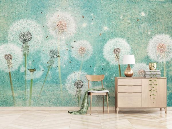 Wallpapers CJSIR personalizado papel de parede mural nórdico simplicidade bela sonhadora dandelion pintura decorativa 3d para paredes