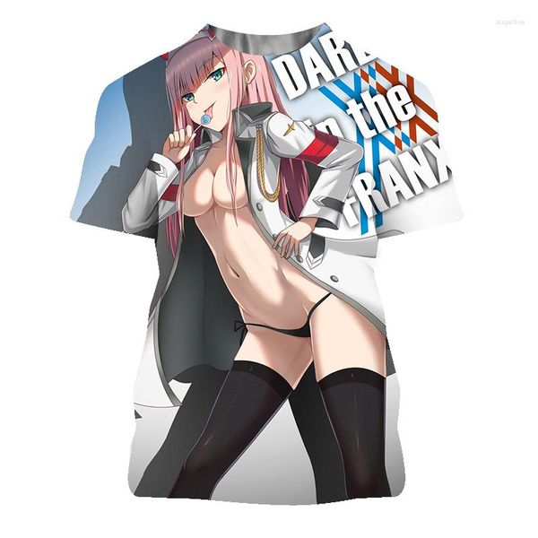 Erkekler tişörtleri 2023 sevgilim franxx gömlek erkek kadınlar tişört çocuk çocuk hip hop üstleri tees seksi kız tişört sıfır sıfır iki hentai 3d Camisetas