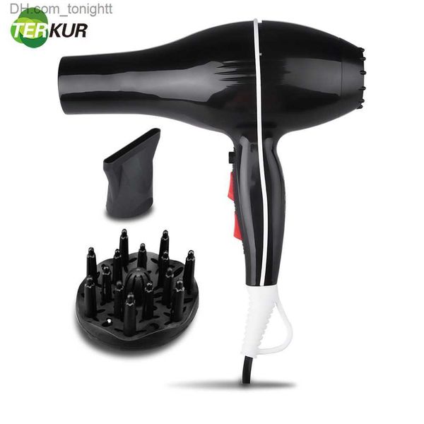 Secador de cabelo profissional para salão de beleza, quente e frio, 6000W, multifuncional, 6 engrenagens, secador elétrico, coleta de ar, difusão, UE Q230829