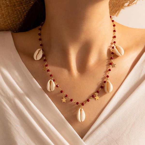 Collane con ciondolo 2023 Arrivo Placcato Oro Stelle Collana Per Le Donne Boho Shell Collares Para Mujer Gioielli In Lega di Zinco Vintage Collo Choker