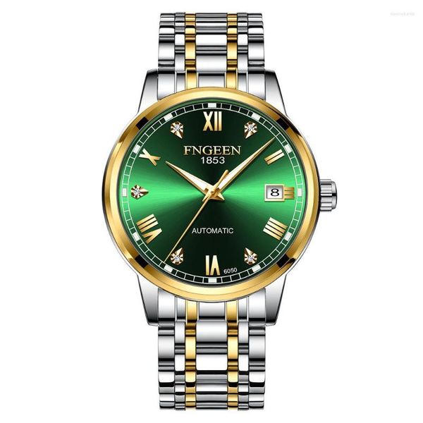 Нарученные часы Fngeen Top Fashion Green Mechanical Watch для мужчин.