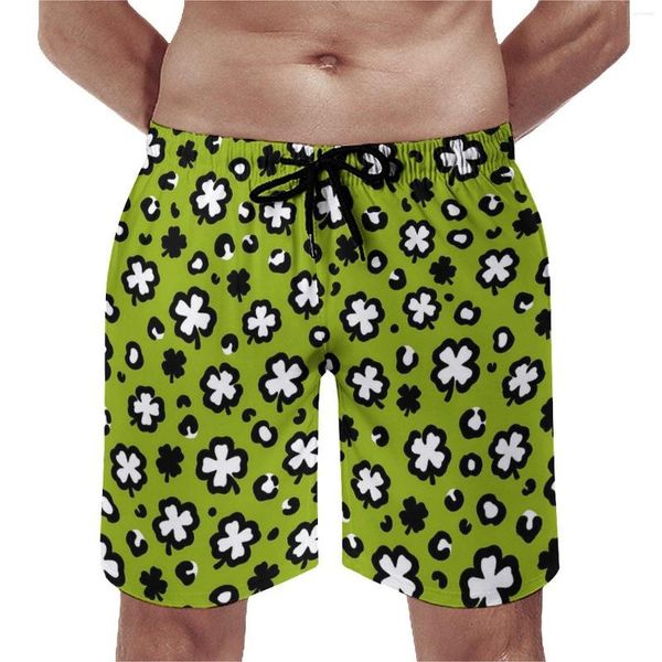 Мужские шорты Shamrock Clover Leopard Board Summer Stamd's Day's Casual Short Pants Мужская спортивная одежда