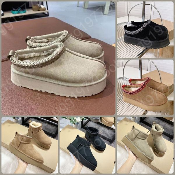 Inverno super mini chinelos designer botas de plataforma australiana couro genuíno quente tornozelo botas de pele sapatos de luxo bowknot ao ar livre botas de neve