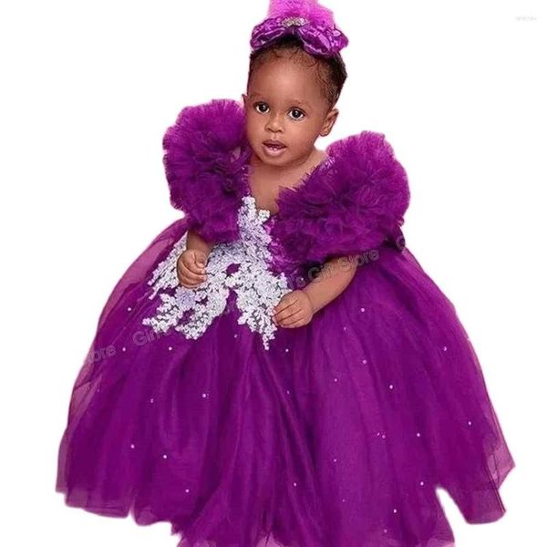 Девушка платья очаровательные кружевные кристаллы цветок элегантный литттл детей день рождения.