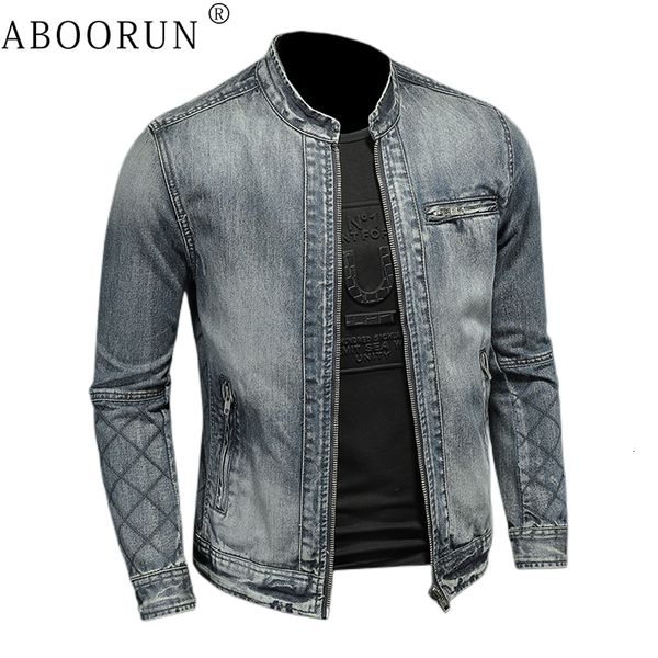 Мужские куртки aboorun мужчины ретро деним мотоцикл джинсы Coats Высококачественная верхняя одежда для мужчин 230829