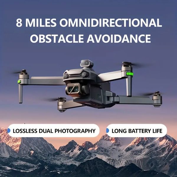 8K двойная камера беспилотника с 360 ﾰ Обнаружение препятствий, 40 -минутная летающая выносливость, высокоскоростная коробка передач в 8 милях, светодиодный свет, побудительная подарочная коробка - идеальный подарок для мальчиков и девочек!