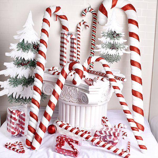 Decorações de Natal Multi Tamanho Vermelho e Branco Bastões de Doces de Natal Bolas de Natal Pingente de Árvore de Natal Família Decoração de Natal Presentes de Ano 230828