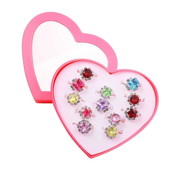 Anello con diamanti per bambini Bellissimi anelli Regalo per bambini Gioielli per bambina Giocattoli di fiori Ragazze perlescenti