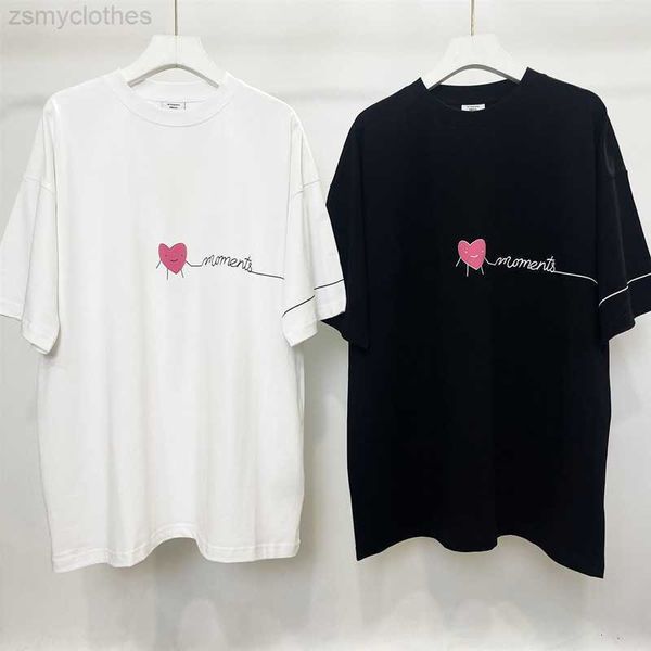 T-shirt da uomo di buona qualità 2023ss Vetements Cartoon Heart Fashion T-shirt da uomo VTM Bianco nero oversize da donna T-shirt vintage