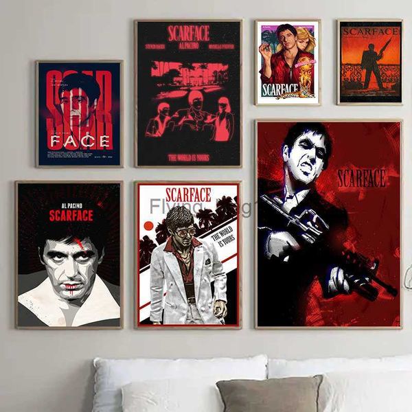 Filme vintage montana scarface tony posters pintura em tela filme arte da parede para sala de estar decoração casa quadros hkd230829