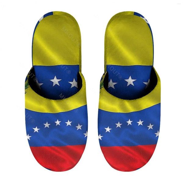 Тапочки Венесуэла Флаг (13) Теплый хлопок для мужчин Женщины густые мягкие подляжные не скользящие пушистые туфли.