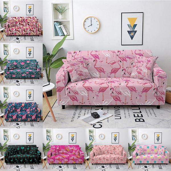Stuhlhussen Flamingo-Sofa für Wohnzimmer, elastischer Stretch-Couchbezug, Tiere, bedruckt, Schonbezug-Schutz, 1-, 2-, 3-, 4-Sitzer 230828