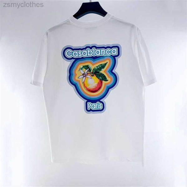 T-shirt da uomo di buona qualità Arancione Casablanca Moda T Shirt Uomo 2023ss Casablanca Donna Manica corta allentata Donna Tees Abbigliamento uomo