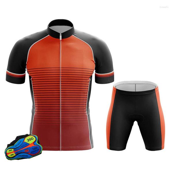 Rennsets Fahrrad Herren Kurzarmtrikot Atmungsaktives Rennrad Set Sommer Polyester Mountainbike Schnelltrocknend Gesäßtasche Sport