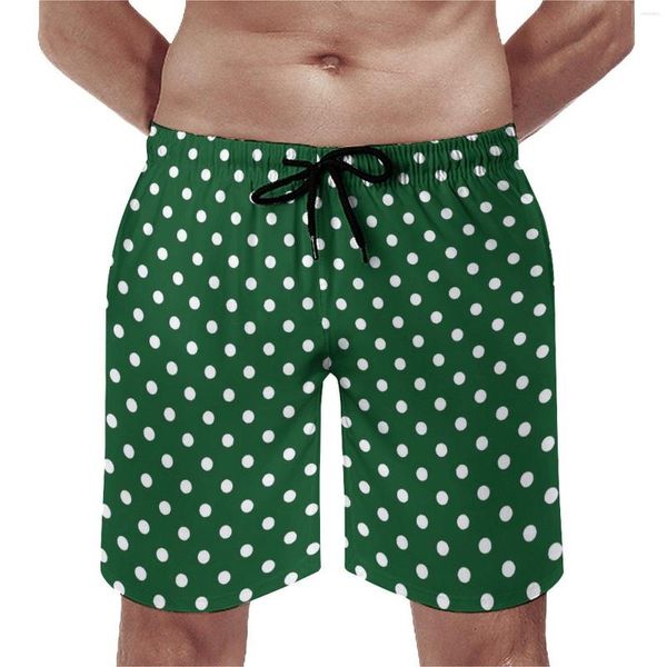 Pantaloncini da uomo verde a pois Board Summer Retro Print Vintage Beach Men Sportswear Costume da bagno dal design ad asciugatura rapida