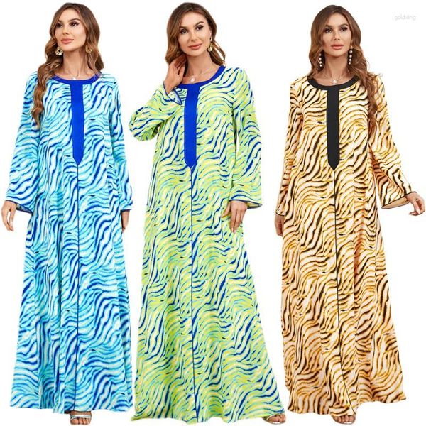 Roupas étnicas Dubai Abaya Eid Mulheres Muçulmanas Vestido Longo Africano Solto Kaftan Árabe Impressão Robe Vestidos Turcos Moda Islâmica Femme Jilbab