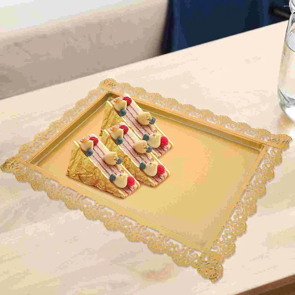 Geschirr Sets Eisen Kuchen Pan Lagerung Tablett Kaffee Tisch Platte Snack Obst Organizer Tabletts Desktop