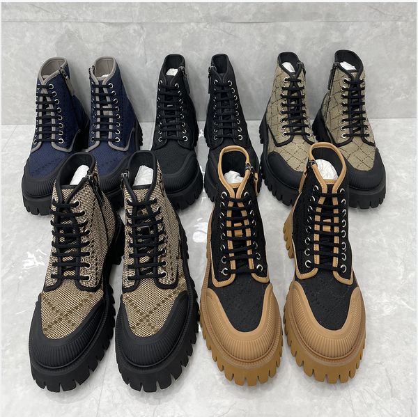 Designer Bota Martin Bota Homens Sapatos Ankle Boots Mulheres Botas De Couro Vintage Impressão Jacquard Têxtil Sapato Plataforma Booties Botas de Inverno 35-47