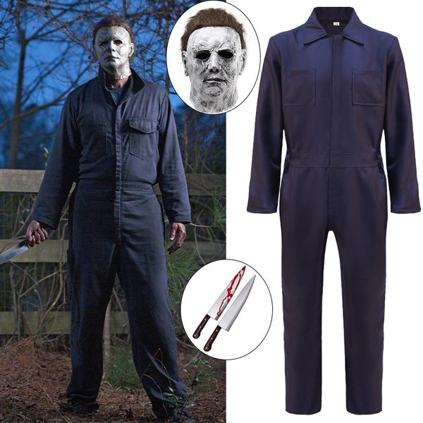 Kentsel seksi elbiseler michael myers cosplay tulumları adam çamaşır suyu cadılar bayramı kostüm kıyafetleri bodysuit maske bıçağı karnaval takım elbise 230829