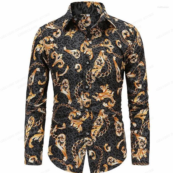 Мужские повседневные рубашки с длинным рукавом гавайский европейский европейский леопардовый мужская мода сеть пляжная блузка одежда одиночная грудь камисы