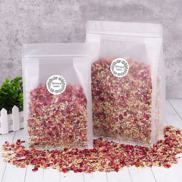 Flores decorativas grinaldas 100/200g pétalas de flores de rosa secas confetes decoração de festa de casamento biodegradável real natural pétala de flor artesanal suprimentos 230828