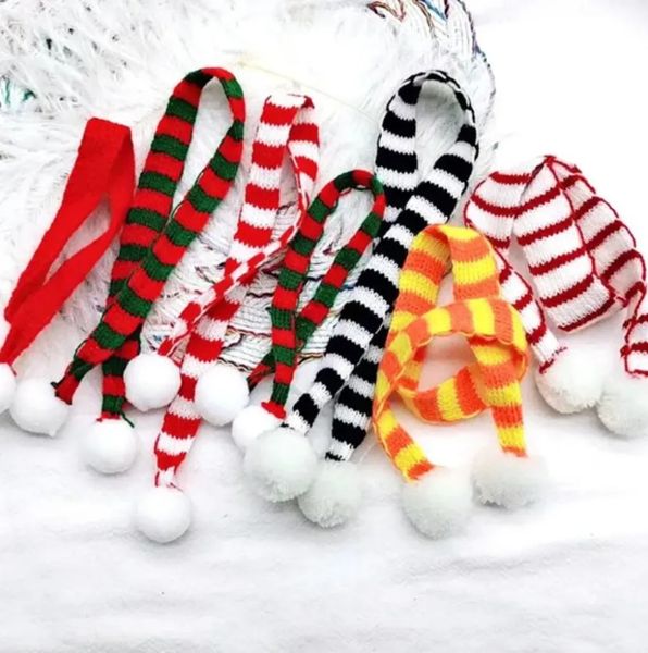 Mini sciarpa di Natale Decor vestiti per bambole Accessorio in miniatura Simpatico ornamento per feste di Natale Bevande Bottiglia di vino rosso Tazza da cocktail Decorazione Sciarpe per animali domestici 829