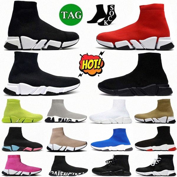 Speed Trainer Sock Shoes Preto 1.0 Meias Casual 2.0 Branco Lace Up Plataforma Clássica Homens Mulheres Rosa Vermelho Bege Verde Luz Graffiti VintagZyh7 #