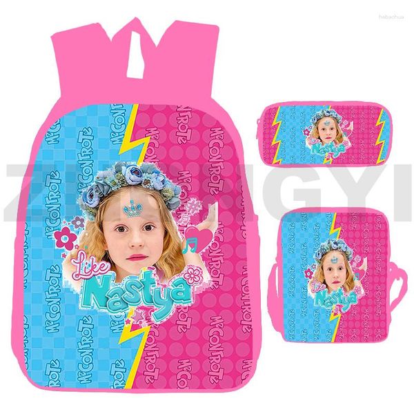 Rucksack Top Qualität Russland Wie Nastya 3D Rucksäcke Für Mädchen Mode Reise Freizeit Rucksack 3 In 1 Harajuku Student grundschule Tasche