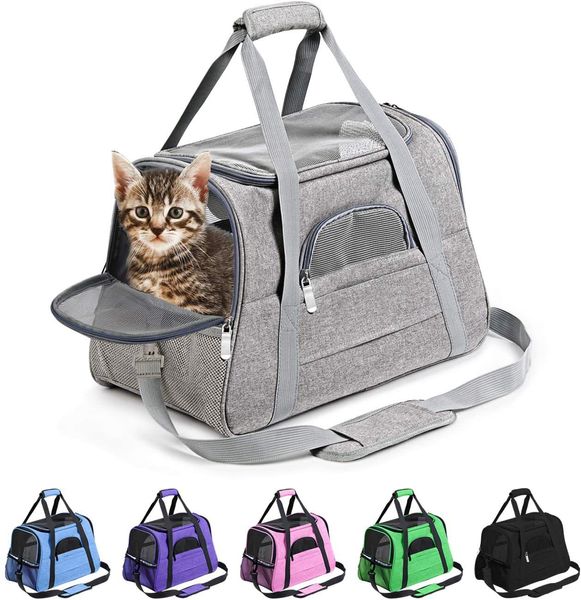 YUEXUAN Borsa tote di design Borsa morbida per animali domestici per compagnia aerea Borsa pieghevole e traspirante portatile Borse per trasportini per cani e gatti Borsa per animali domestici da viaggio in uscita con cerniere di sicurezza