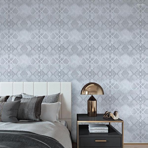 Duvar kağıtları lüks modern elmas kafes duvar gri duvar kağıt ev dekor geometrik ızgara oturma odası için duvar kağıdı basit moda