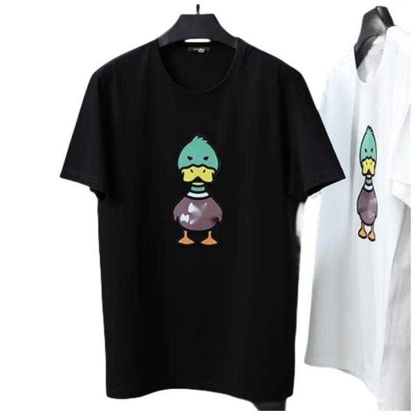 Ropa de diseñador para mujer Blusas de moda Camisas para mujer Primavera y verano Nueva marca de moda Camiseta Parche para hombre Pato estampado Manga corta de algodón puro