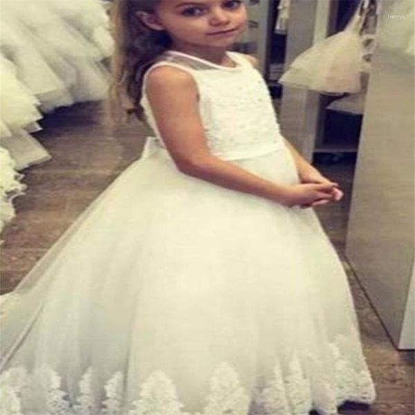 Abiti da ragazza adorabili e morbidi fiori in tulle, spettacolo per bambini, compleanno, festa formale, abito lungo in pizzo, fiocco, prima comunione, ballo di fine anno