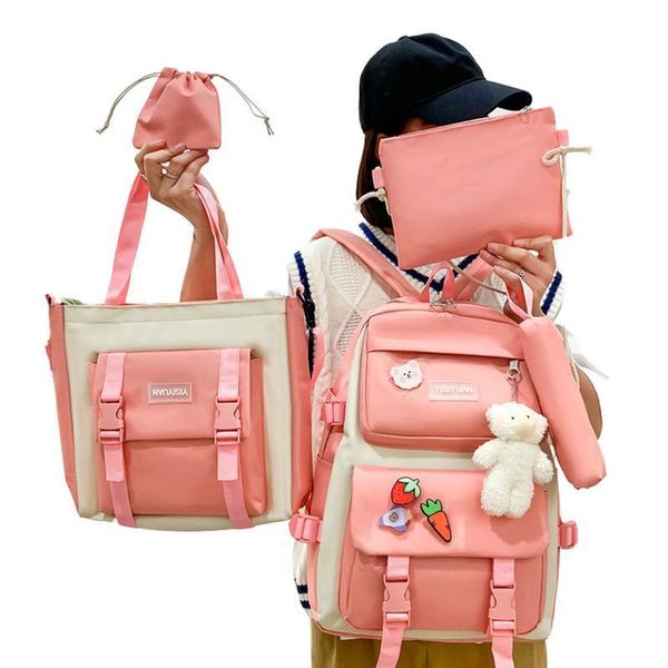 Duffel Bags Kids Backpack Set para a escola 5 em 1 saco estudantes incluindo lápis bolsa pequena bolsa de armazenamento 230828