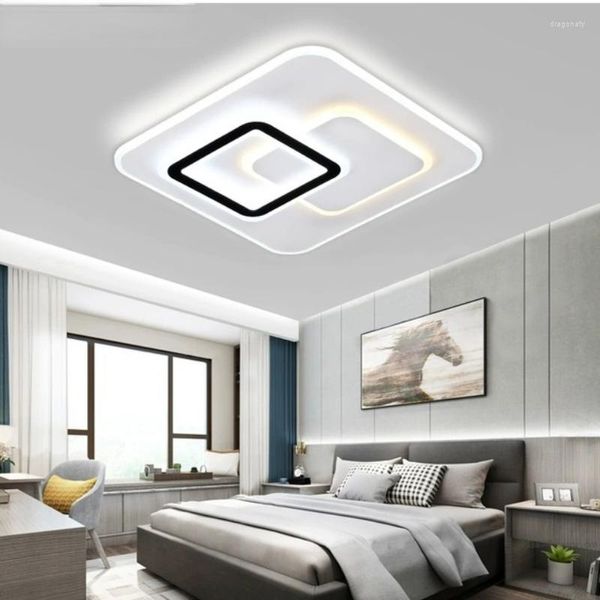 Deckenleuchten Intelligente einfache rechteckige LED-Acryllampe Wohnzimmer Esszimmer Schlafzimmer Flur Arbeitszimmer Fernbedienung