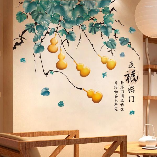 Adesivos de parede videira cabaça adesivo adolescente quarto sala estar estilo chinês pano de fundo tv decoração auto adesivo arte papel de parede mural