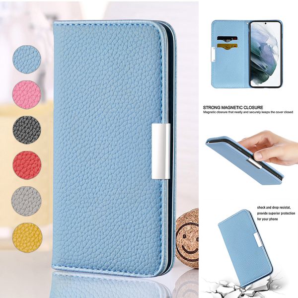 Wallte Litchi Pattern Case для Samsung Galaxy A01 A2 Core A03S A10 A11 A12 A22 A32 A40 A50 A51 A52 A70 A71 A72 Примечание 20 Ultra 10 10