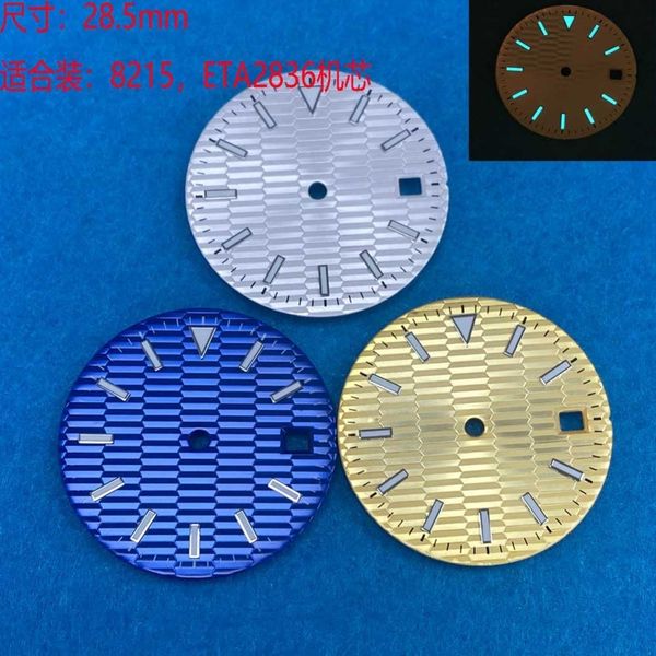 Outros relógios 28.5mm Relógio Dial Azul Verde Luminoso Relógio Faces Relógio Masculino Acessório para 8215 / ETA 2824/2836 / 8200 / 821A / Mingzhu 2813 Movimento 230829