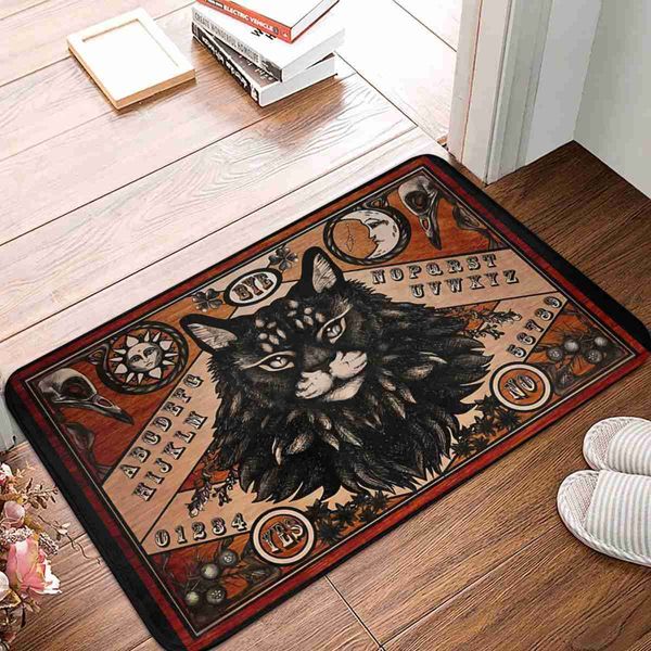 Hip Hop Bad rutschfester Teppich Ouija Board Maine Coon Edition Wohnzimmermatte Willkommen Fußmatte Bodendekor Teppich HKD230829