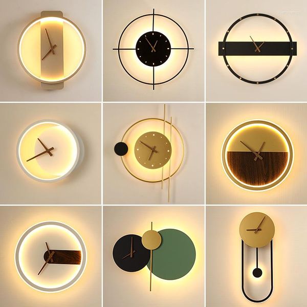Настенные лампы скандинавские светодиодные тихие художественные часы дизайн такта