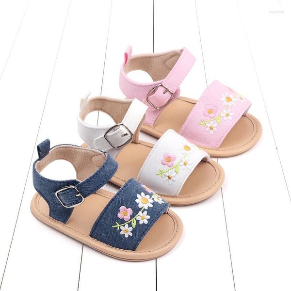 Sandálias bebê menina verão casual floral antiderrapante sapatos de sola macia para festa escolar ao ar livre moda infantil crianças sandália