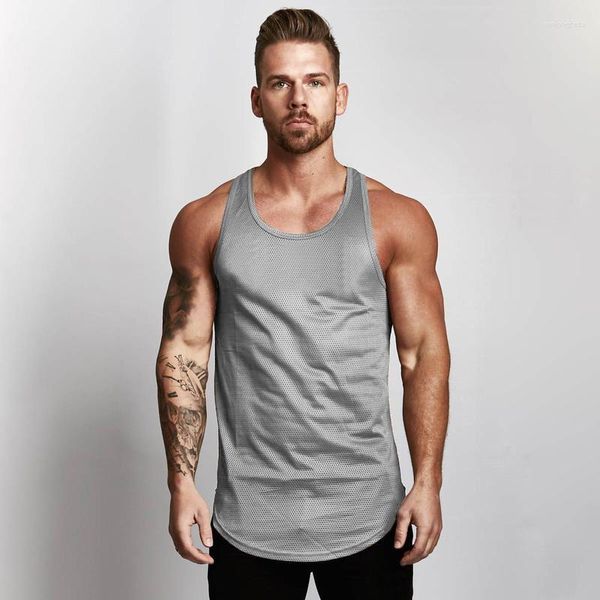 Mens Tank Tops Egzersiz Sıradan Singlets Sleeless Vücut İnşa Moda Mesh Mens Top Fitness Marka Marka Gym Tanktops Vest Stringer Fanil